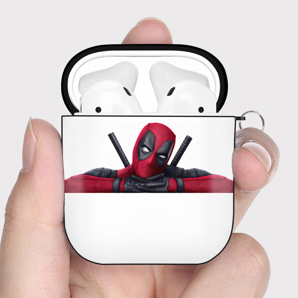 （画像用） Deadpool デッドプール AirPods 第2世代保護ケース ハードシェル ブラック 耐衝撃・防指紋・カラビナ付き