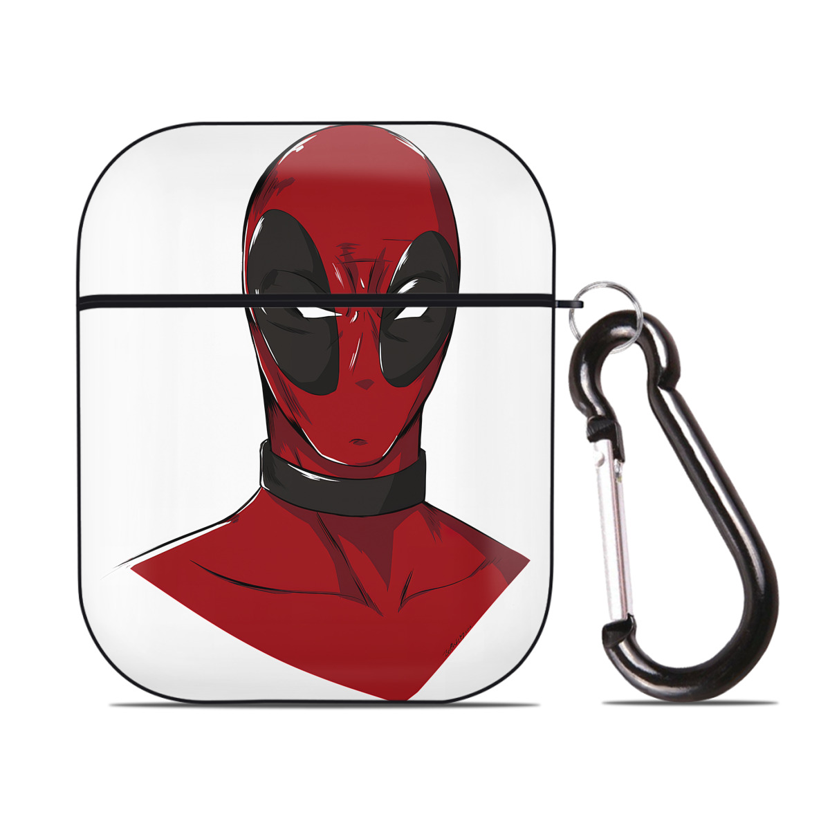 （画像用） Deadpool デッドプール AirPods 第2世代保護ケース ハードシェル ブラック 耐衝撃・防指紋・カラビナ付き