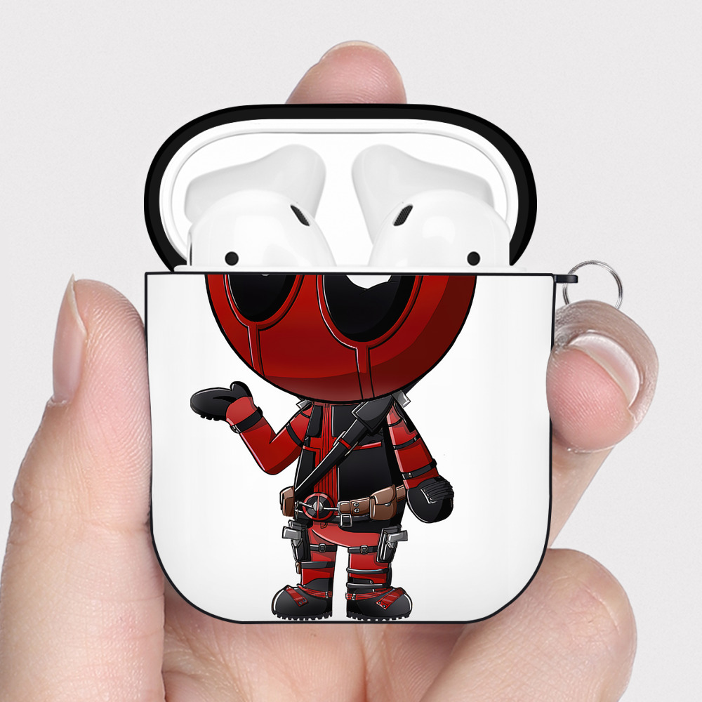 （画像用） Deadpool デッドプール AirPods 第2世代保護ケース ハードシェル ブラック 耐衝撃・防指紋・カラビナ付き