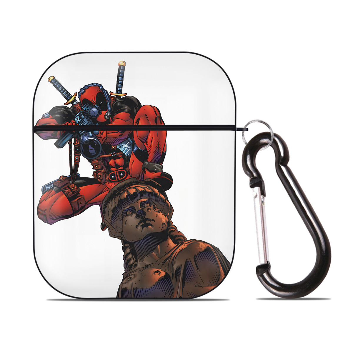 （画像用） Deadpool デッドプール AirPods 第2世代保護ケース ハードシェル ブラック 耐衝撃・防指紋・カラビナ付き