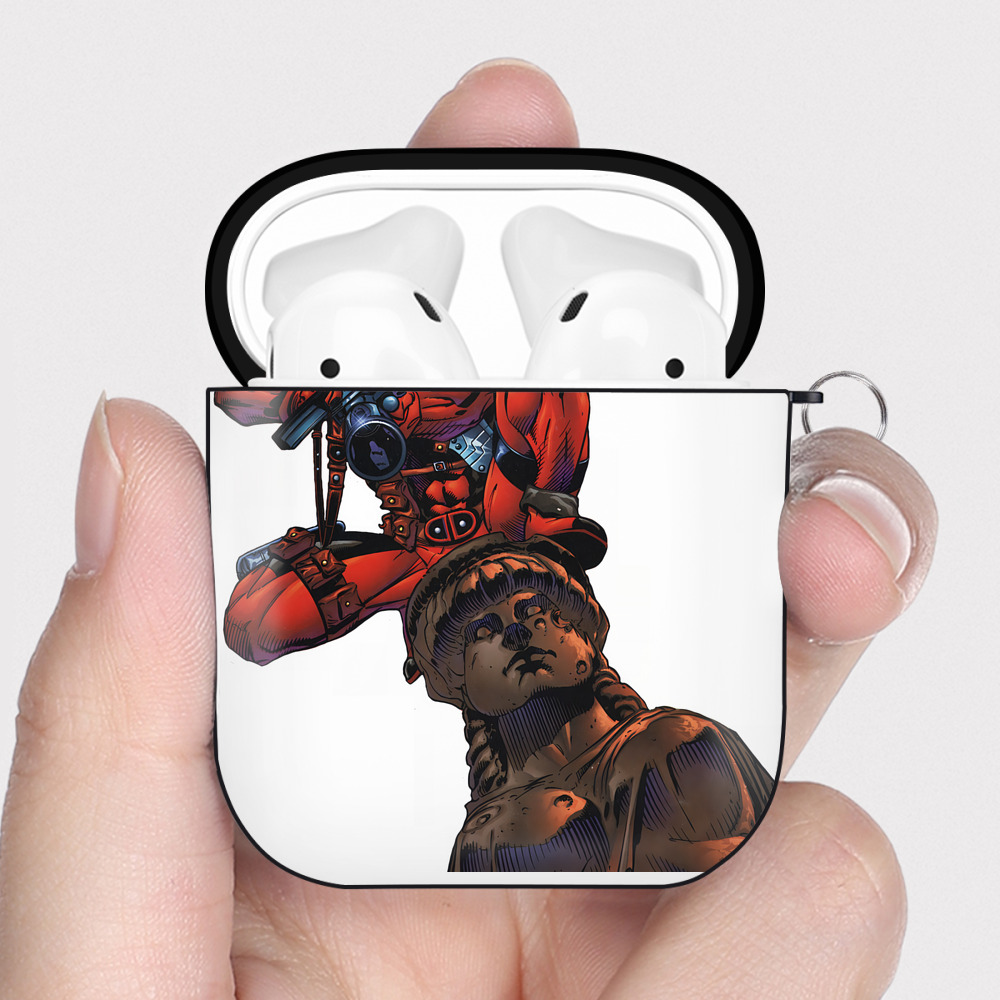 （画像用） Deadpool デッドプール AirPods 第2世代保護ケース ハードシェル ブラック 耐衝撃・防指紋・カラビナ付き