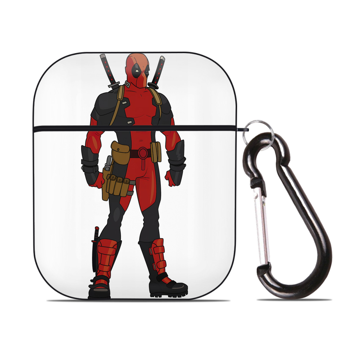 （画像用） Deadpool デッドプール AirPods 第2世代保護ケース ハードシェル ブラック 耐衝撃・防指紋・カラビナ付き