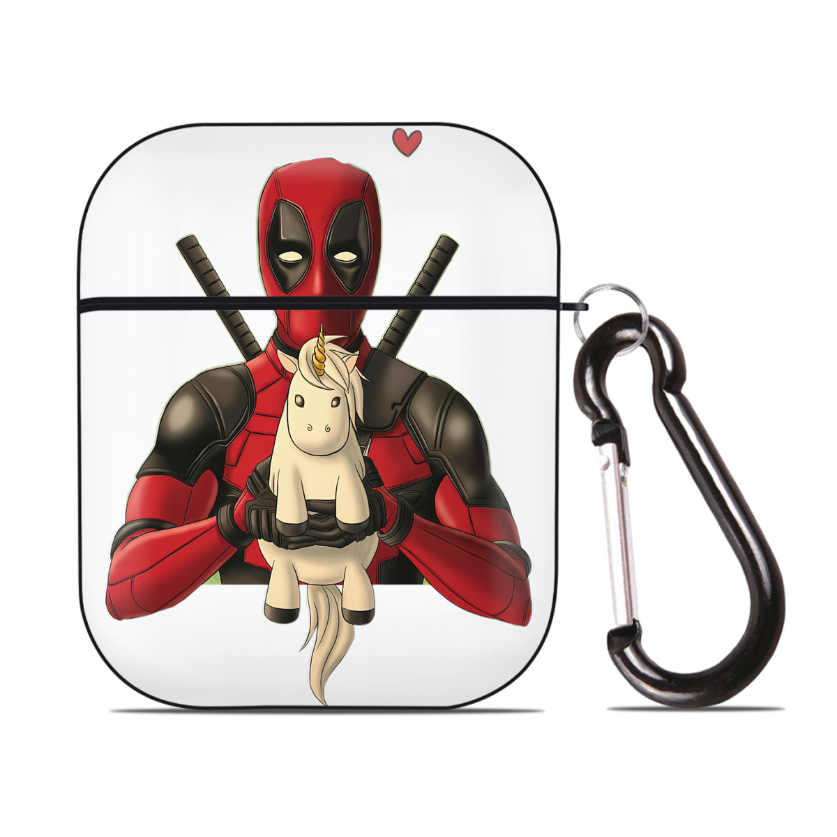 （画像用） Deadpool デッドプール AirPods 第2世代保護ケース ハードシェル ブラック 耐衝撃・防指紋・カラビナ付き