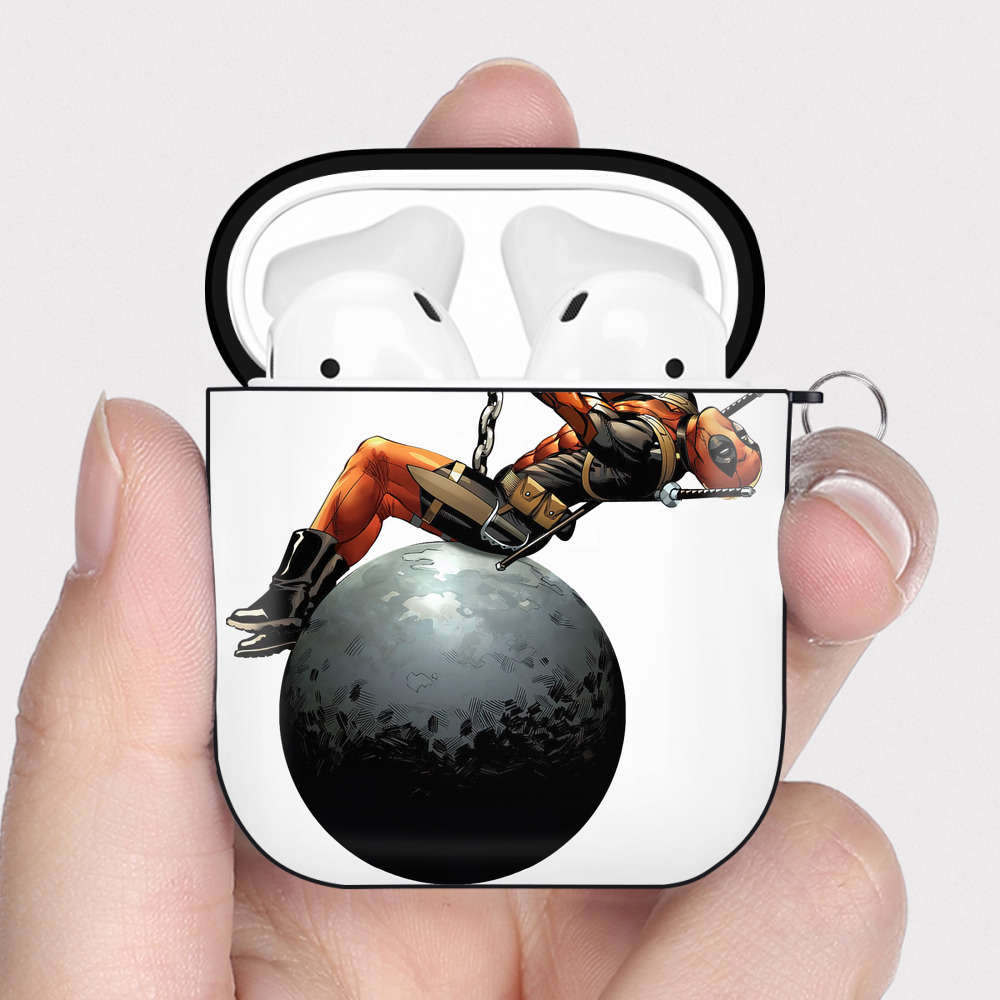（画像用） Deadpool デッドプール AirPods 第2世代保護ケース ハードシェル ブラック 耐衝撃・防指紋・カラビナ付き