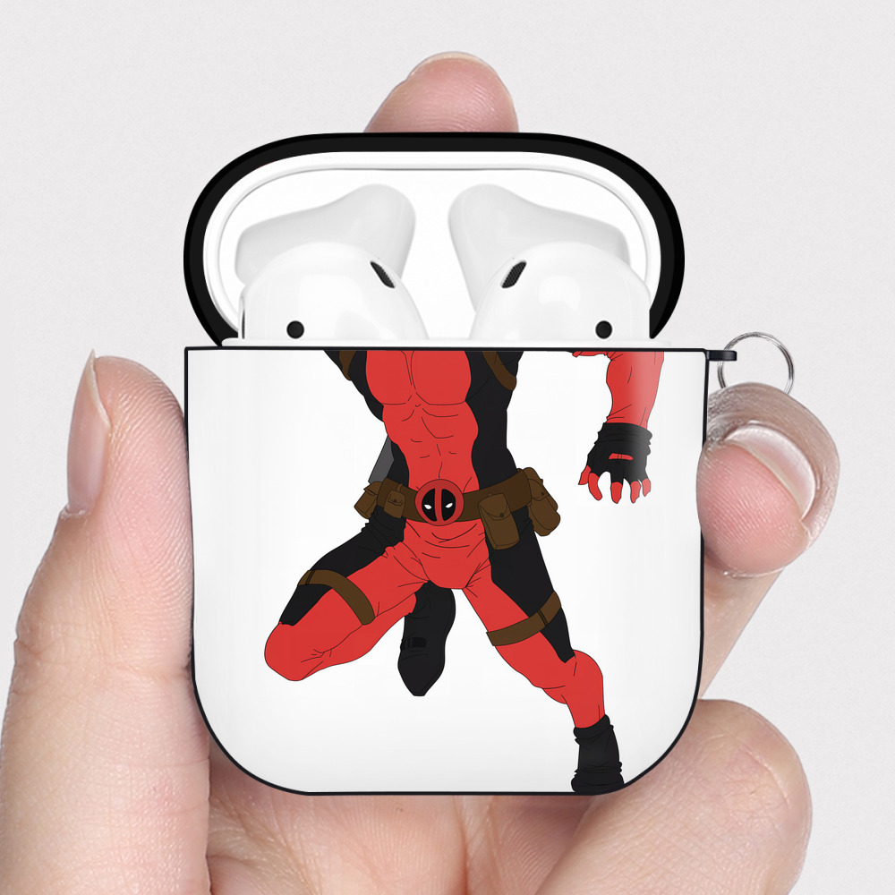 （画像用） Deadpool デッドプール AirPods 第2世代保護ケース ハードシェル ブラック 耐衝撃・防指紋・カラビナ付き