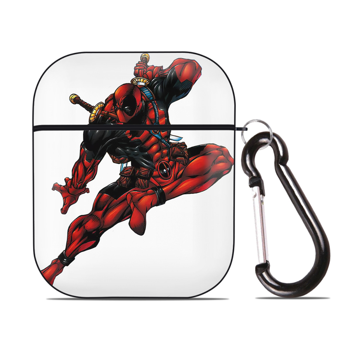（画像用） Deadpool デッドプール AirPods 第2世代保護ケース ハードシェル ブラック 耐衝撃・防指紋・カラビナ付き