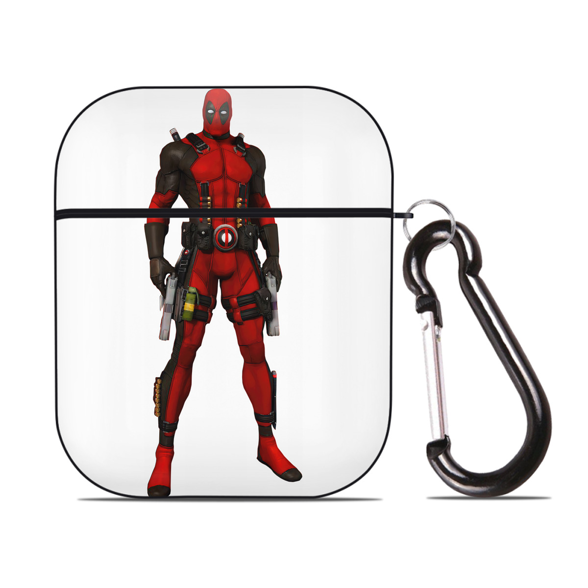 （画像用） Deadpool デッドプール AirPods 第2世代保護ケース ハードシェル ブラック 耐衝撃・防指紋・カラビナ付き