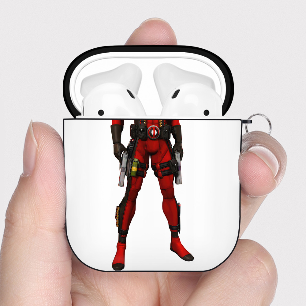 （画像用） Deadpool デッドプール AirPods 第2世代保護ケース ハードシェル ブラック 耐衝撃・防指紋・カラビナ付き