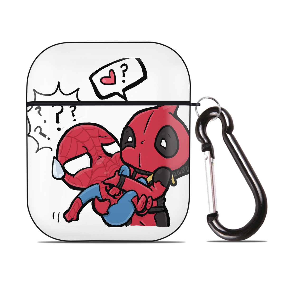 （画像用） Deadpool デッドプール AirPods 第2世代保護ケース ハードシェル ブラック 耐衝撃・防指紋・カラビナ付き