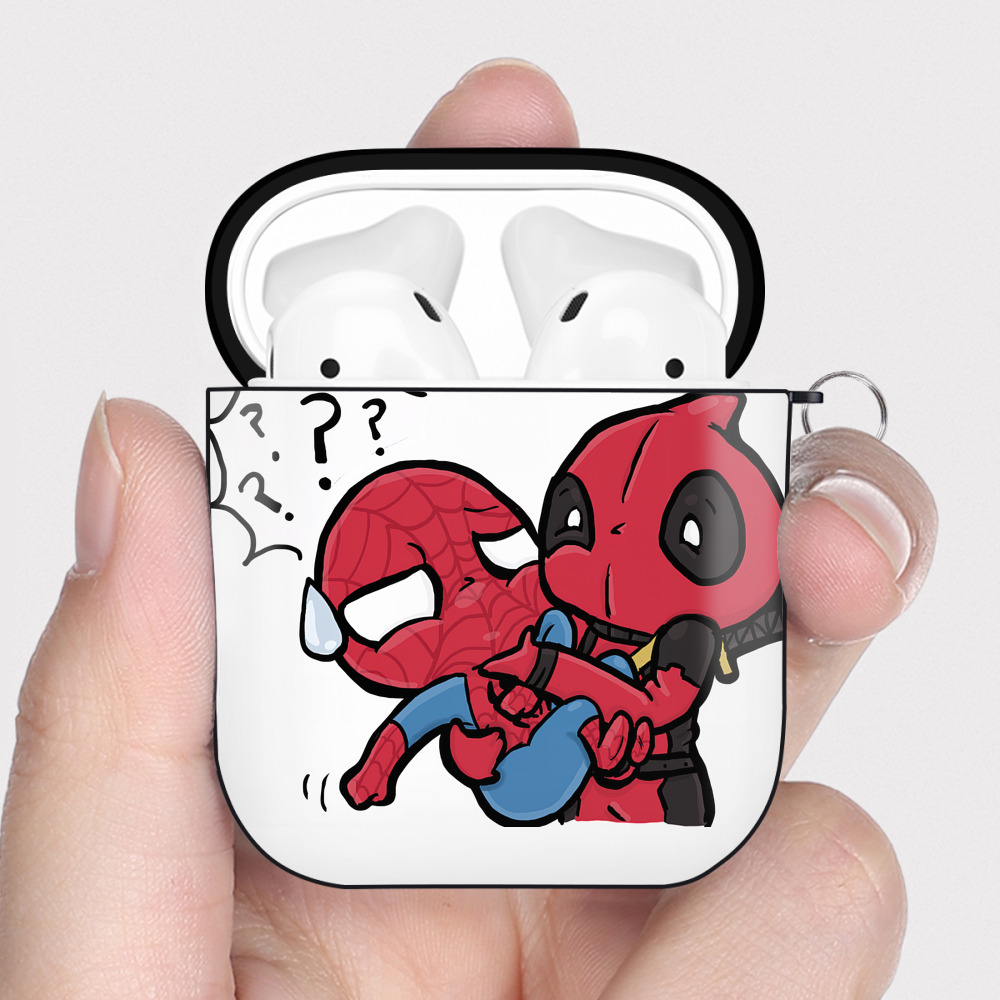 （画像用） Deadpool デッドプール AirPods 第2世代保護ケース ハードシェル ブラック 耐衝撃・防指紋・カラビナ付き