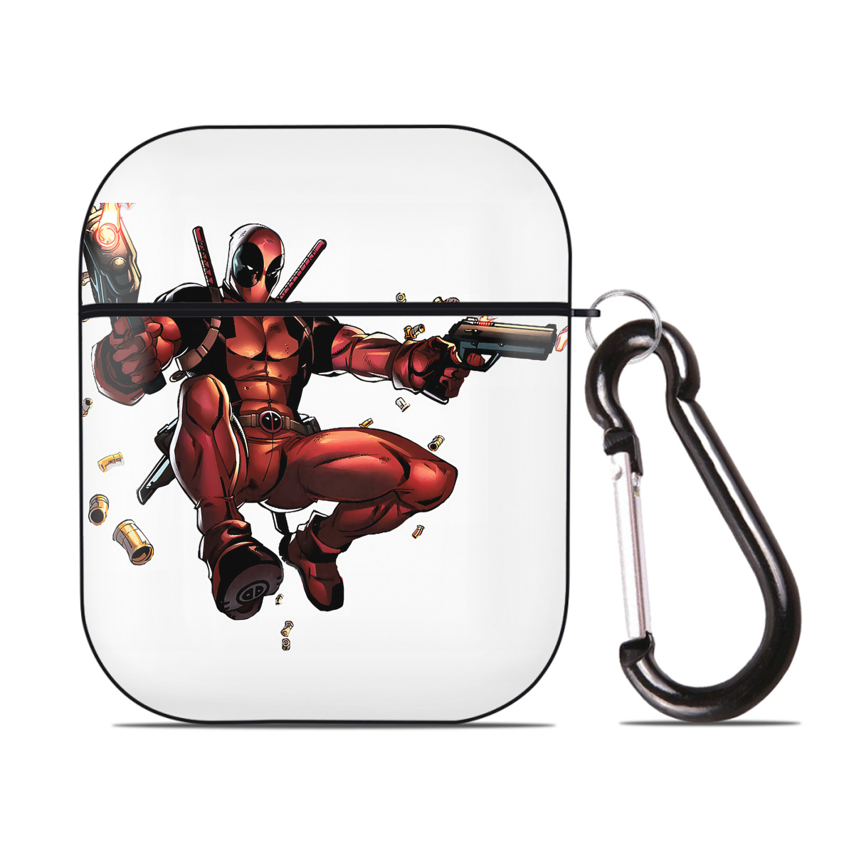 （画像用） Deadpool デッドプール AirPods 第2世代保護ケース ハードシェル ブラック 耐衝撃・防指紋・カラビナ付き