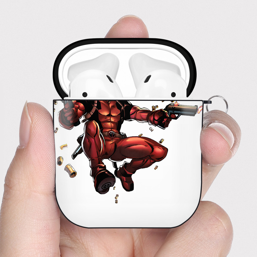 （画像用） Deadpool デッドプール AirPods 第2世代保護ケース ハードシェル ブラック 耐衝撃・防指紋・カラビナ付き