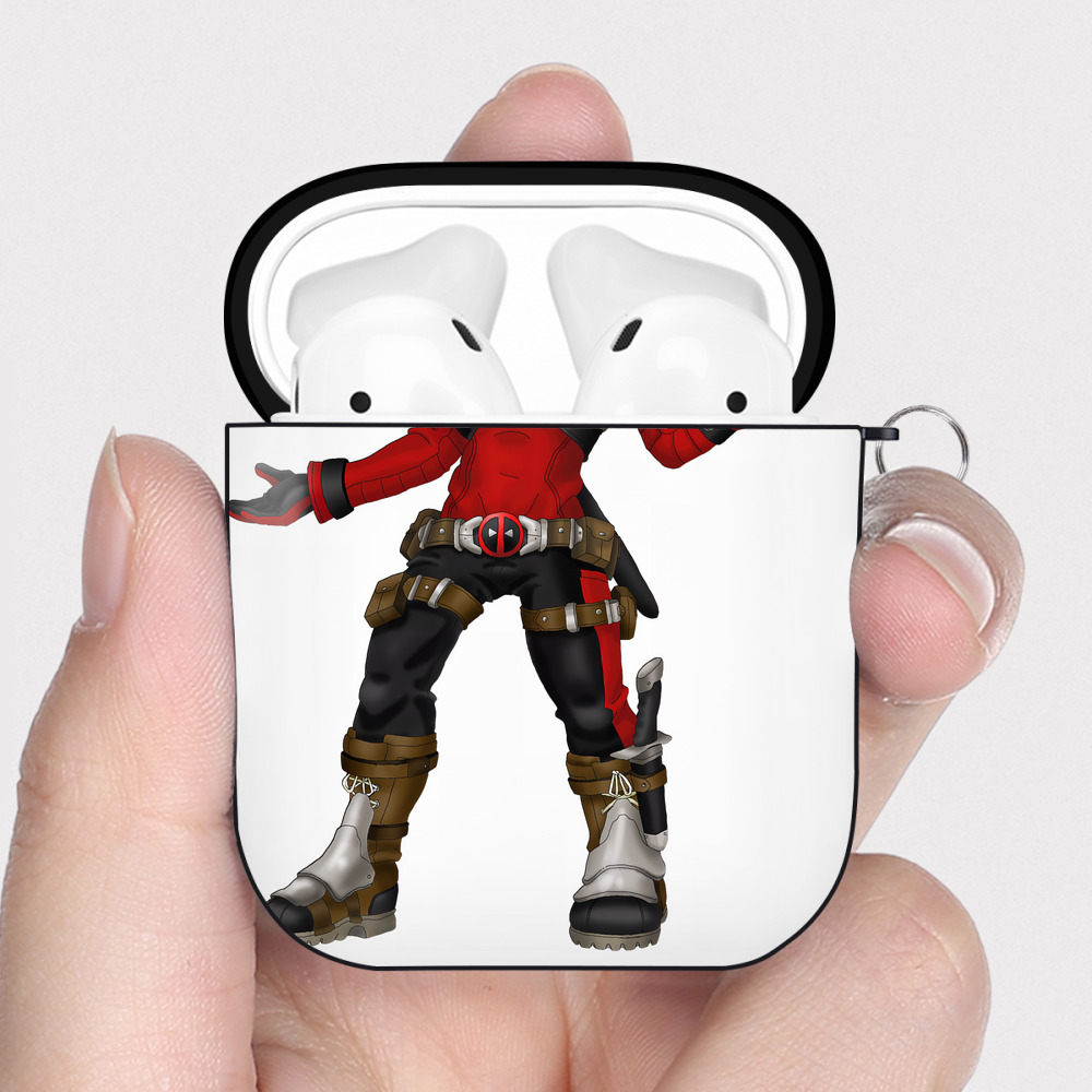 （画像用） Deadpool デッドプール AirPods 第2世代保護ケース ハードシェル ブラック 耐衝撃・防指紋・カラビナ付き