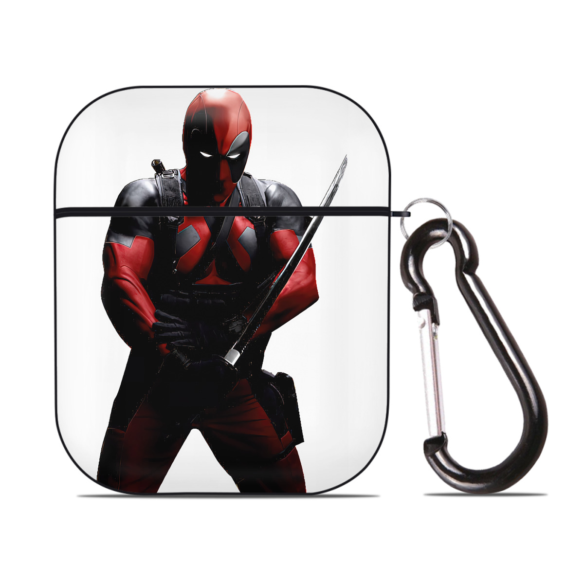 （画像用） Deadpool デッドプール AirPods 第2世代保護ケース ハードシェル ブラック 耐衝撃・防指紋・カラビナ付き