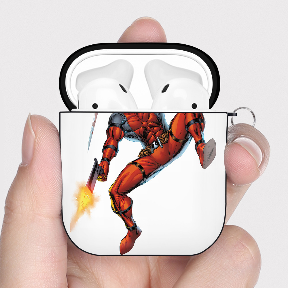 （画像用） Deadpool デッドプール AirPods 第2世代保護ケース ハードシェル ブラック 耐衝撃・防指紋・カラビナ付き