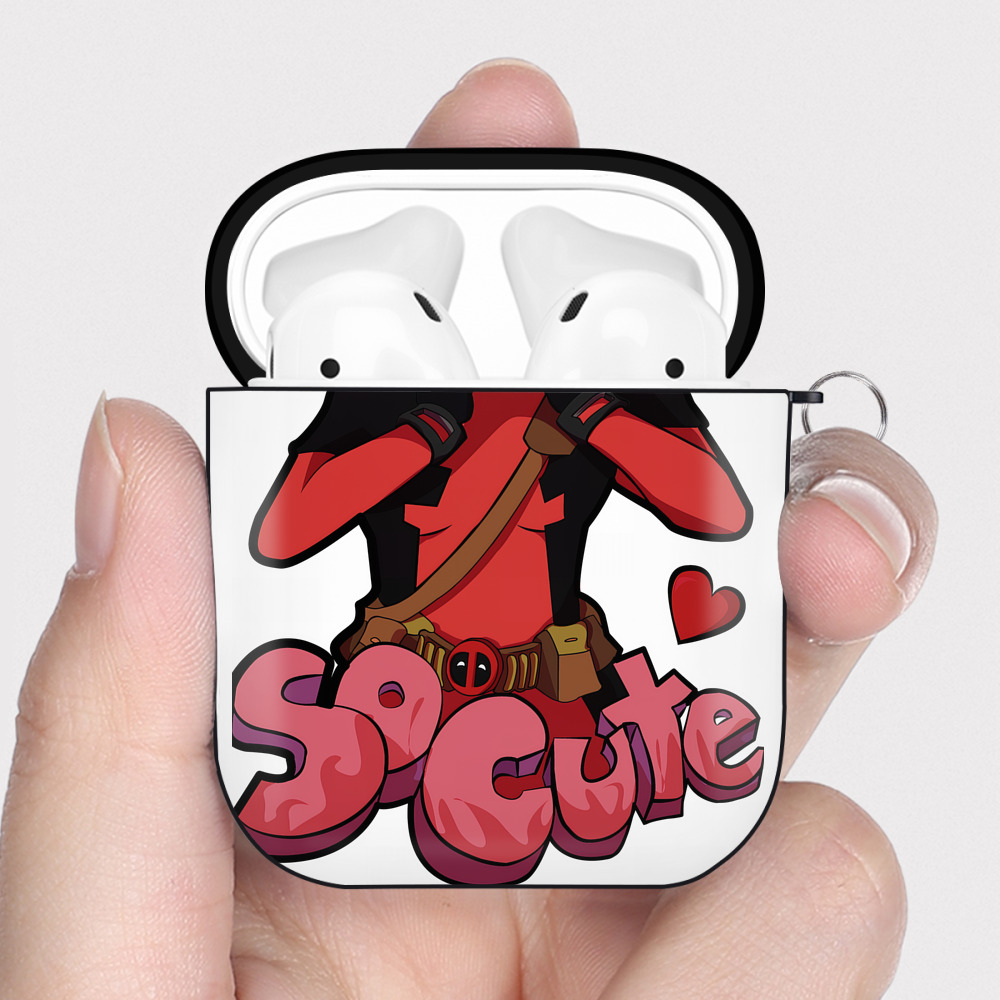 （画像用） Deadpool デッドプール AirPods 第2世代保護ケース ハードシェル ブラック 耐衝撃・防指紋・カラビナ付き
