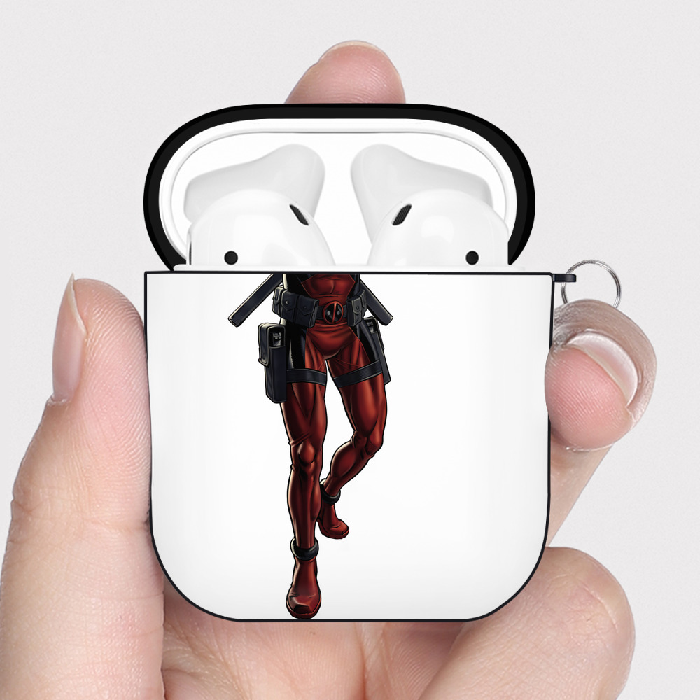 （画像用） Deadpool デッドプール AirPods 第2世代保護ケース ハードシェル ブラック 耐衝撃・防指紋・カラビナ付き