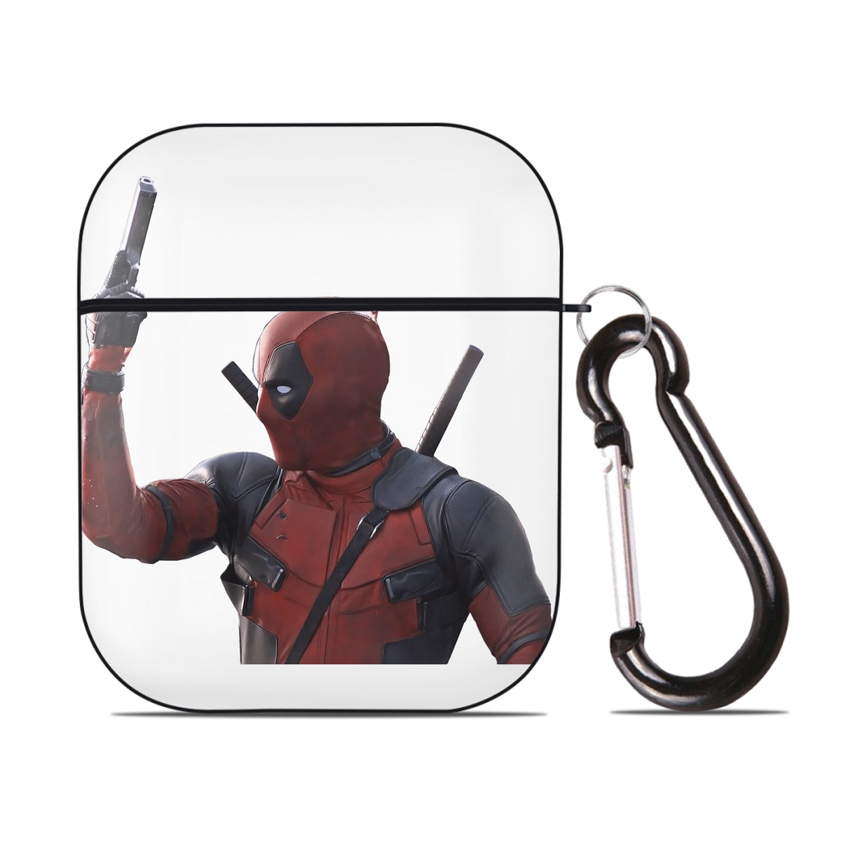（画像用） Deadpool デッドプール AirPods 第2世代保護ケース ハードシェル ブラック 耐衝撃・防指紋・カラビナ付き