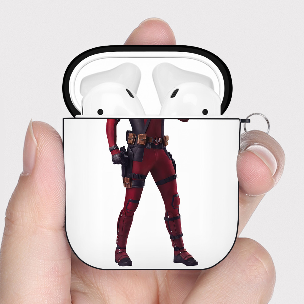 （画像用） Deadpool デッドプール AirPods 第2世代保護ケース ハードシェル ブラック 耐衝撃・防指紋・カラビナ付き