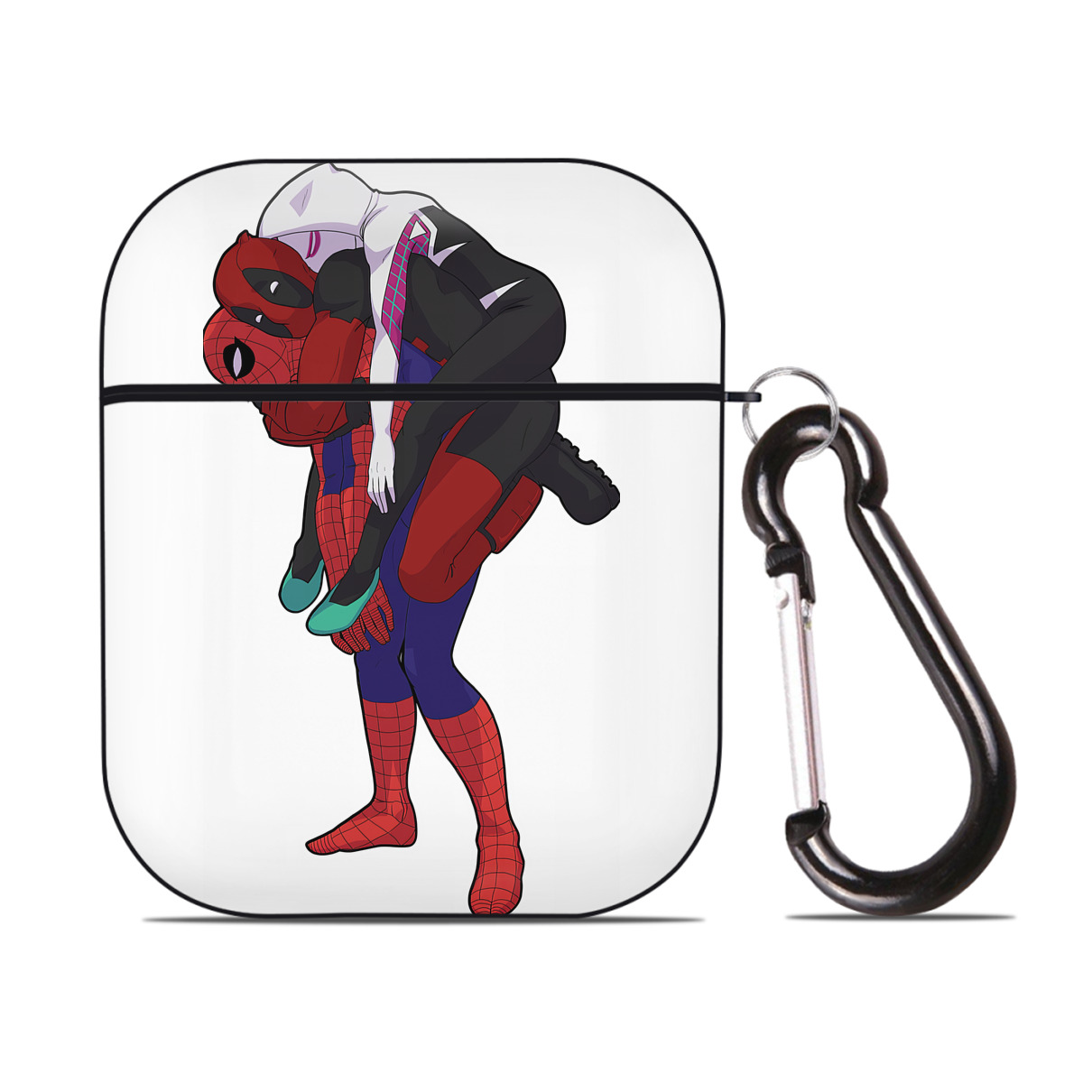 （画像用） Deadpool デッドプール AirPods 第2世代保護ケース ハードシェル ブラック 耐衝撃・防指紋・カラビナ付き