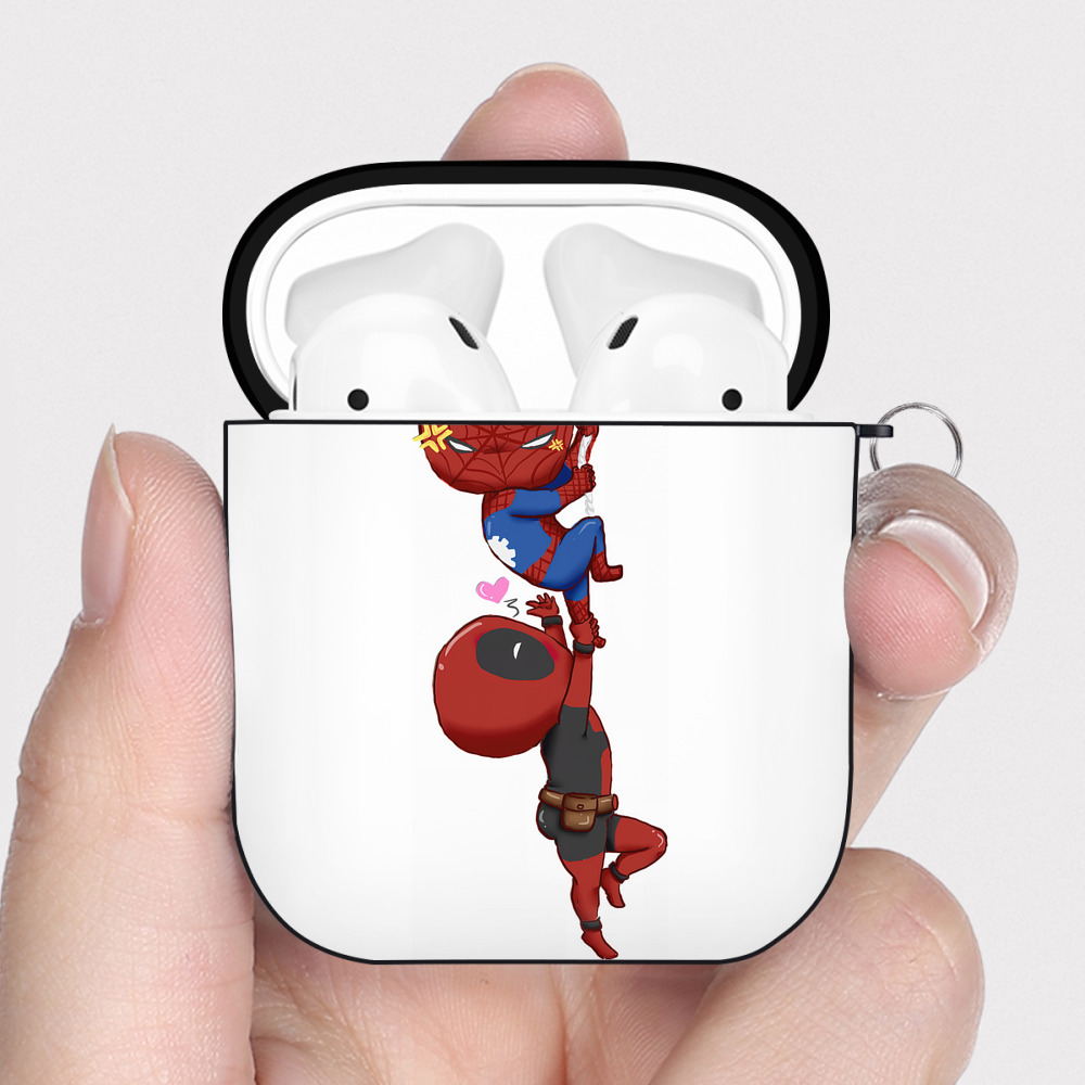 （画像用） Deadpool デッドプール AirPods 第2世代保護ケース ハードシェル ブラック 耐衝撃・防指紋・カラビナ付き