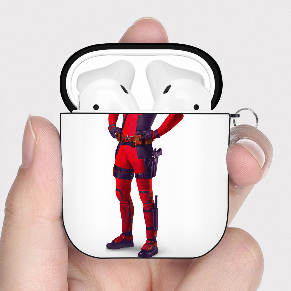 （画像用） Deadpool デッドプール AirPods 第2世代保護ケース ハードシェル ブラック 耐衝撃・防指紋・カラビナ付き