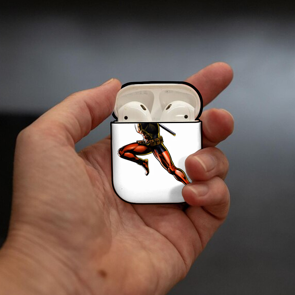 Deadpool デッドプール AirPods 第2世代保護ケース ハードシェル ブラック 耐衝撃・防指紋・カラビナ付き