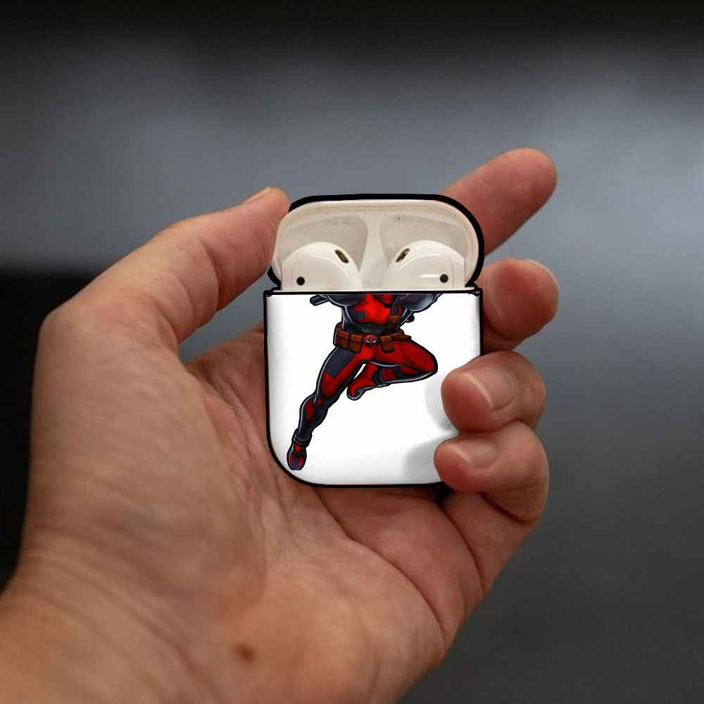 Deadpool デッドプール AirPods 第2世代保護ケース ハードシェル ブラック 耐衝撃・防指紋・カラビナ付き