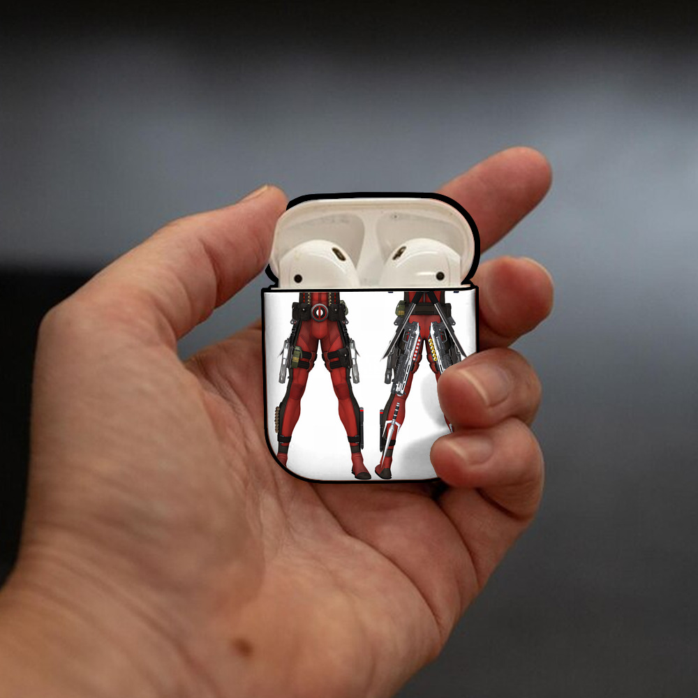 Deadpool デッドプール AirPods 第2世代保護ケース ハードシェル ブラック 耐衝撃・防指紋・カラビナ付き