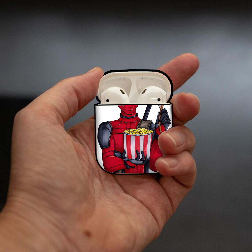 Deadpool デッドプール AirPods 第2世代保護ケース ハードシェル ブラック 耐衝撃・防指紋・カラビナ付き