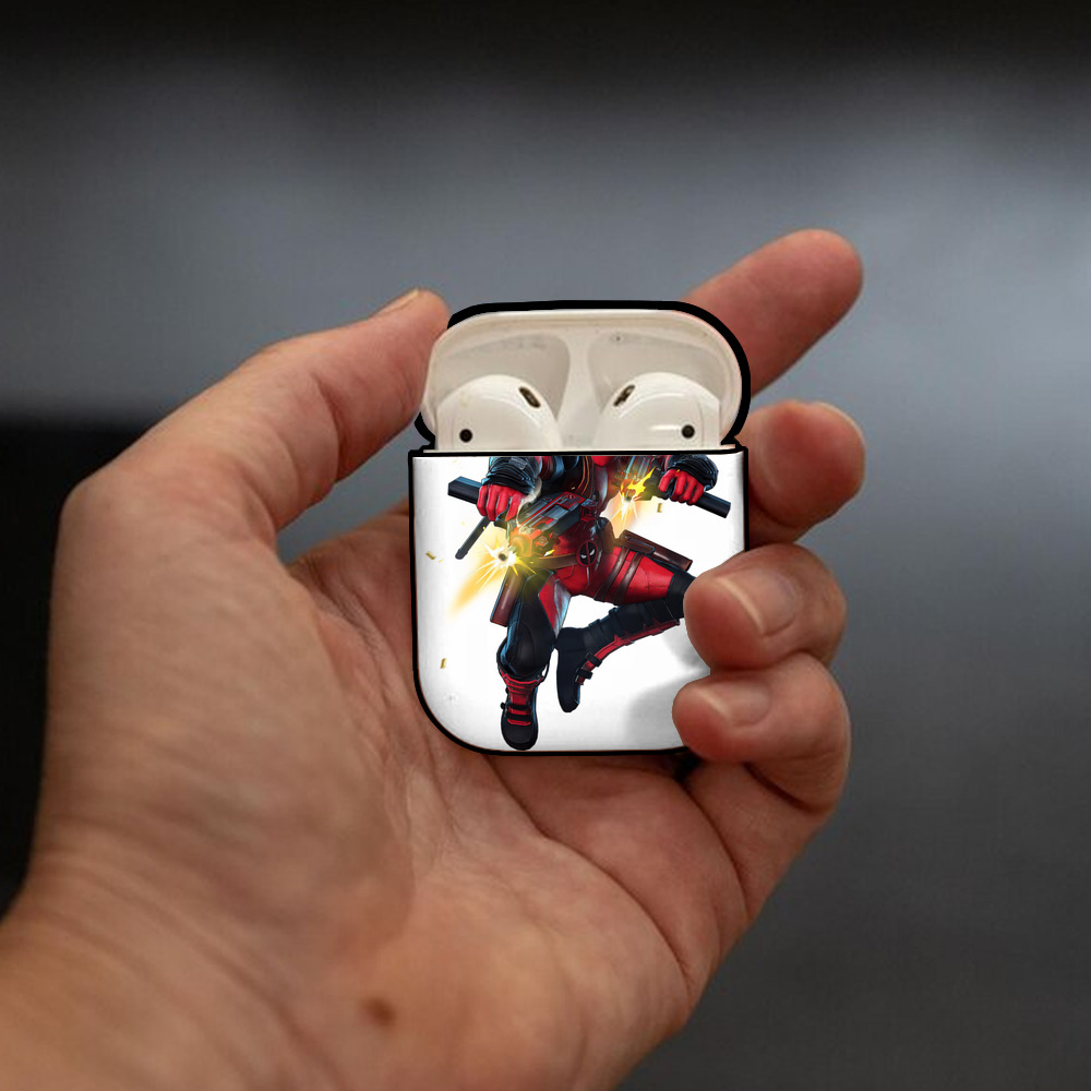 Deadpool デッドプール AirPods 第2世代保護ケース ハードシェル ブラック 耐衝撃・防指紋・カラビナ付き