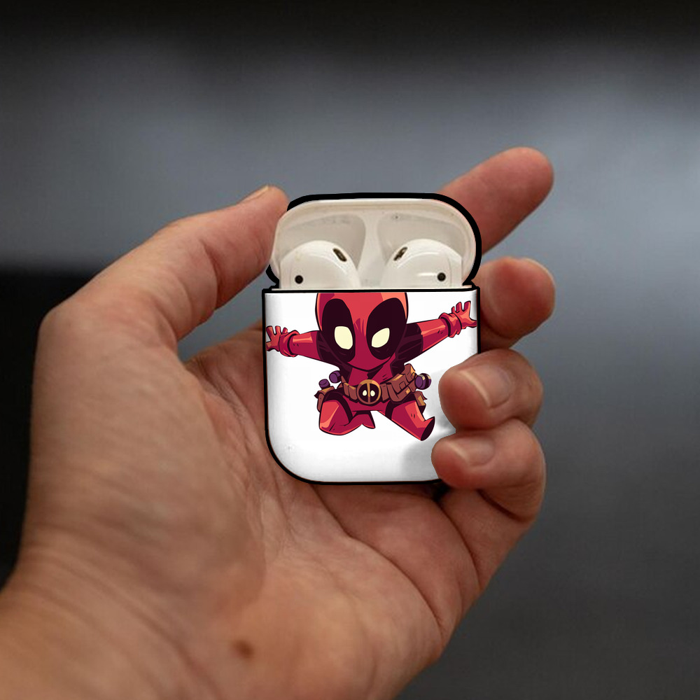 Deadpool デッドプール AirPods 第2世代保護ケース ハードシェル ブラック 耐衝撃・防指紋・カラビナ付き