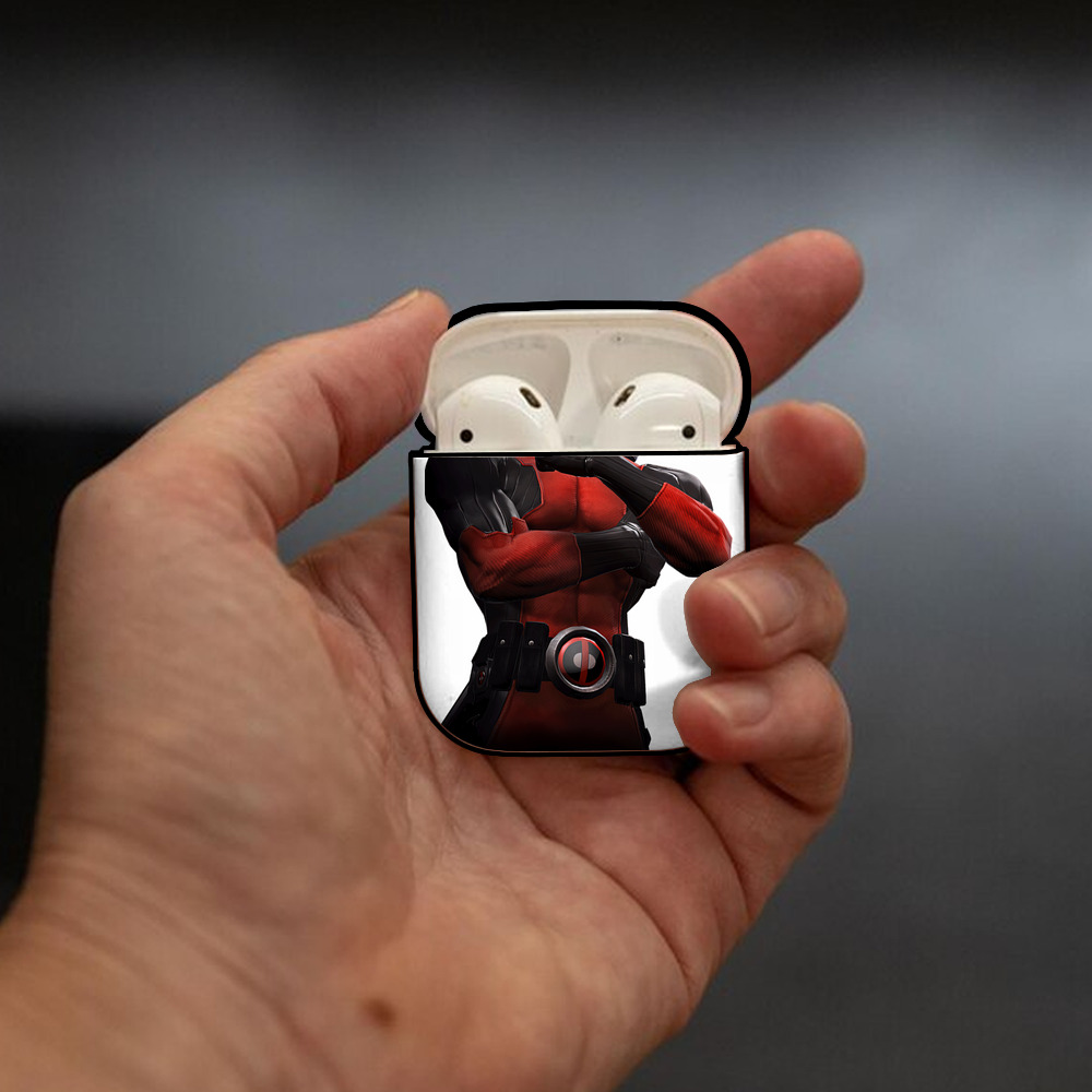 Deadpool デッドプール AirPods 第2世代保護ケース ハードシェル ブラック 耐衝撃・防指紋・カラビナ付き