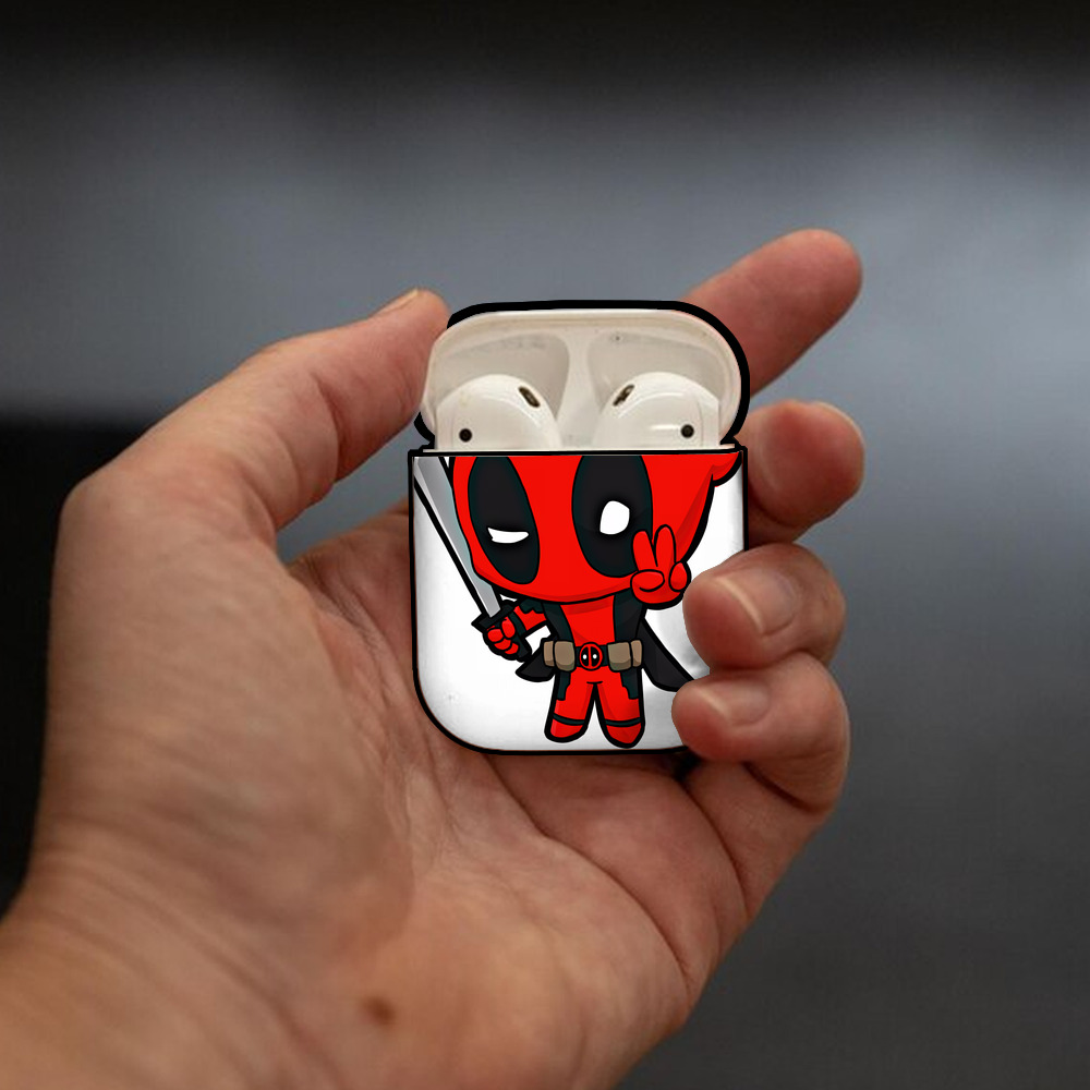 Deadpool デッドプール AirPods 第2世代保護ケース ハードシェル ブラック 耐衝撃・防指紋・カラビナ付き