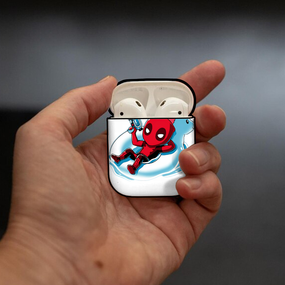 Deadpool デッドプール AirPods 第2世代保護ケース ハードシェル ブラック 耐衝撃・防指紋・カラビナ付き