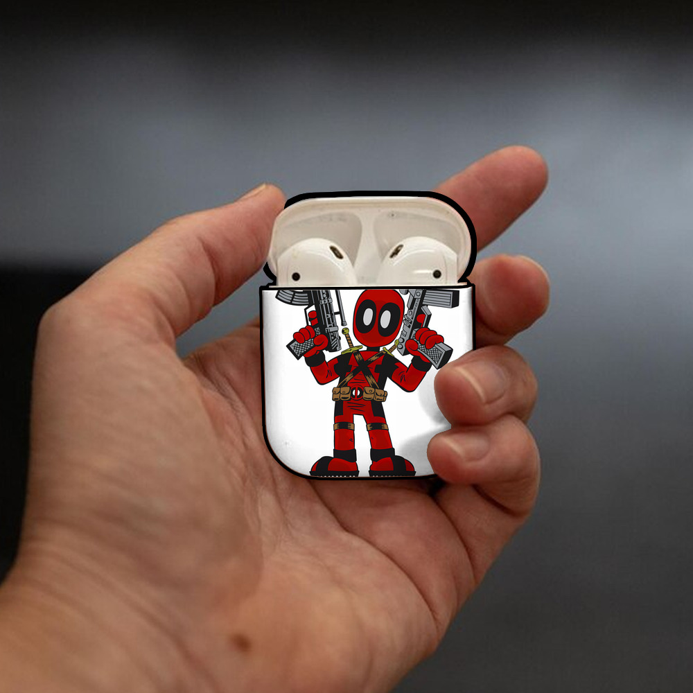 Deadpool デッドプール AirPods 第2世代保護ケース ハードシェル ブラック 耐衝撃・防指紋・カラビナ付き