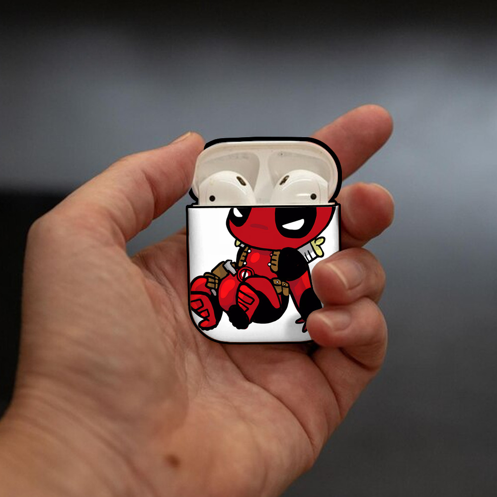 Deadpool デッドプール AirPods 第2世代保護ケース ハードシェル ブラック 耐衝撃・防指紋・カラビナ付き