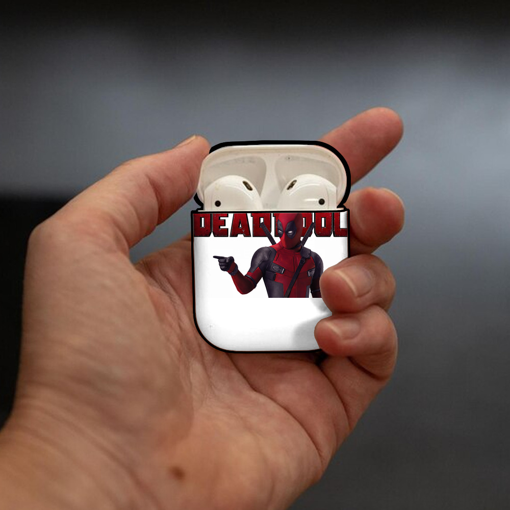 Deadpool デッドプール AirPods 第2世代保護ケース ハードシェル ブラック 耐衝撃・防指紋・カラビナ付き