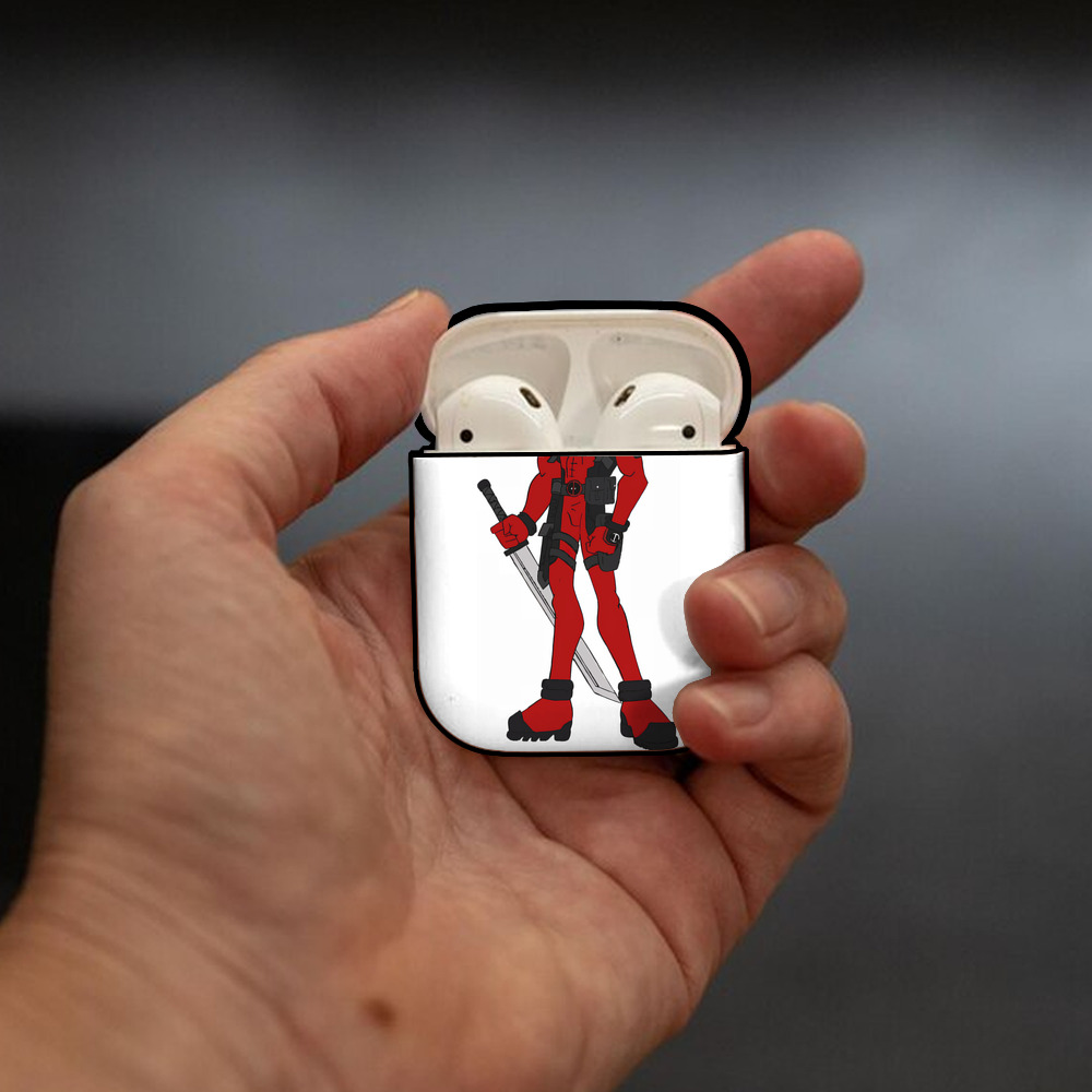 Deadpool デッドプール AirPods 第2世代保護ケース ハードシェル ブラック 耐衝撃・防指紋・カラビナ付き