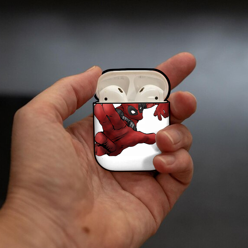 Deadpool デッドプール AirPods 第2世代保護ケース ハードシェル ブラック 耐衝撃・防指紋・カラビナ付き