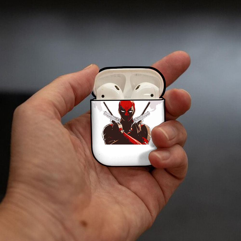 Deadpool デッドプール AirPods 第2世代保護ケース ハードシェル ブラック 耐衝撃・防指紋・カラビナ付き
