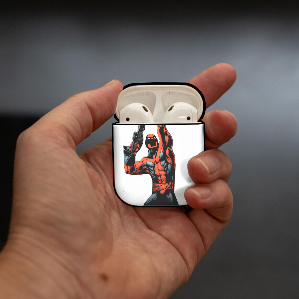 Deadpool デッドプール AirPods 第2世代保護ケース ハードシェル ブラック 耐衝撃・防指紋・カラビナ付き