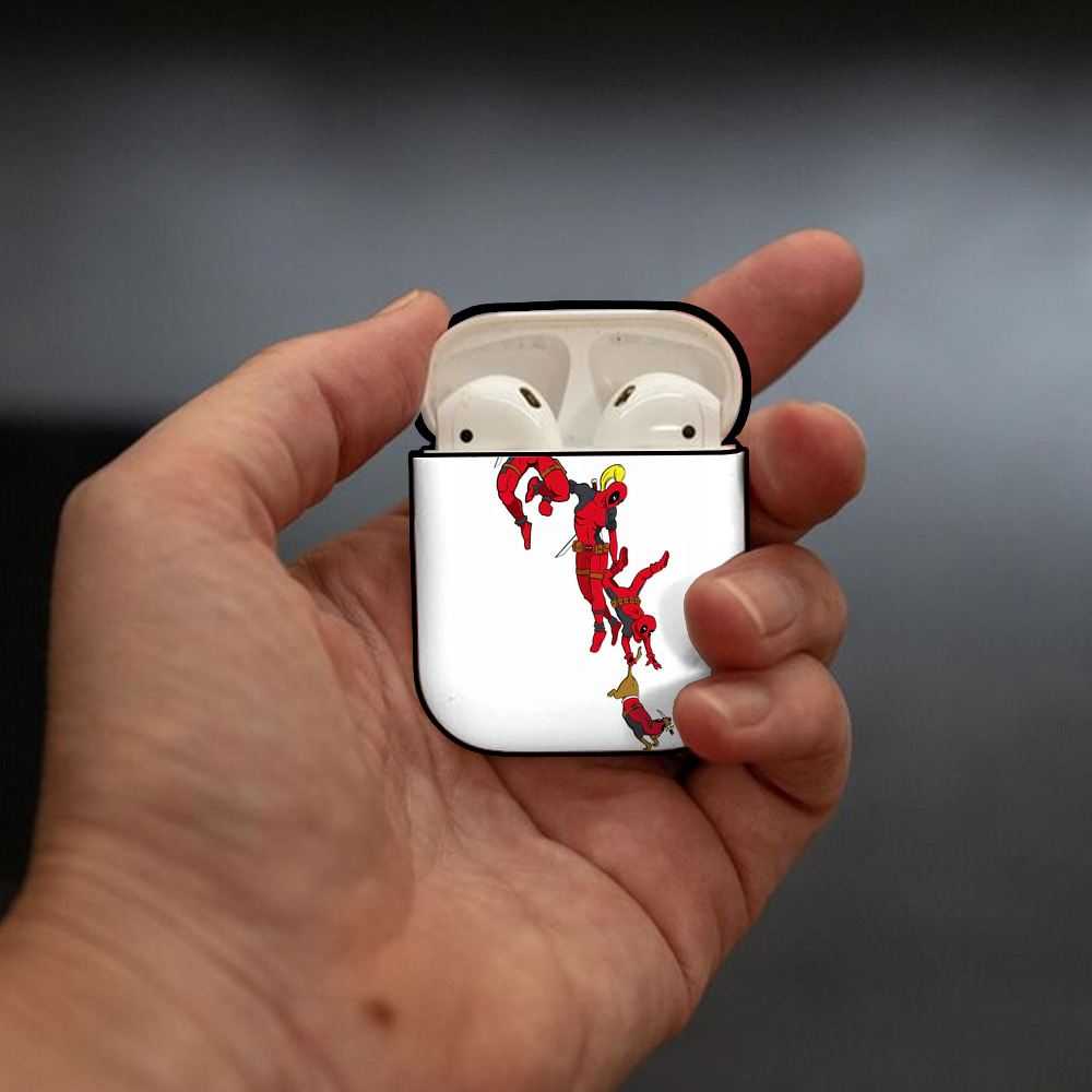 Deadpool デッドプール AirPods 第2世代保護ケース ハードシェル ブラック 耐衝撃・防指紋・カラビナ付き