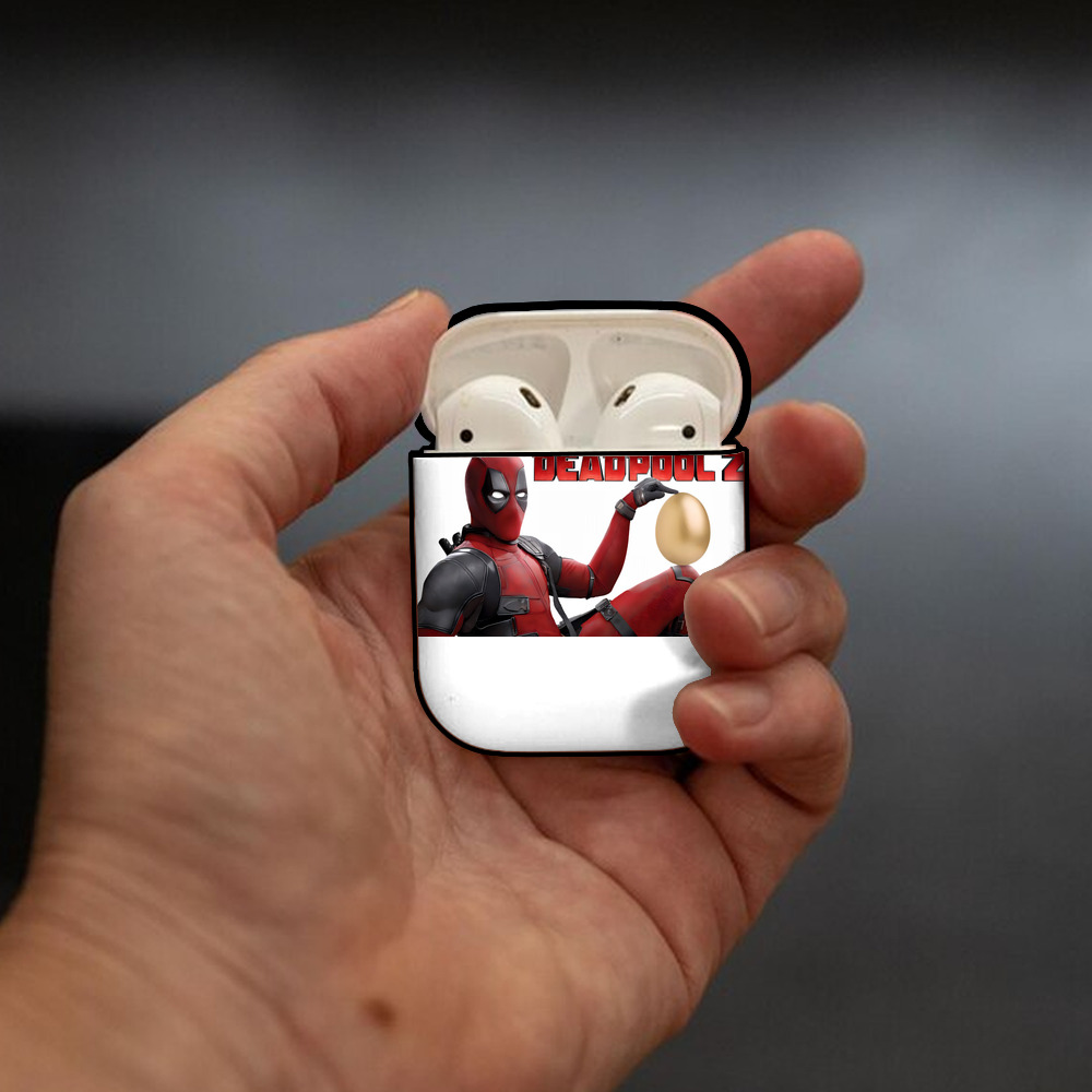 Deadpool デッドプール AirPods 第2世代保護ケース ハードシェル ブラック 耐衝撃・防指紋・カラビナ付き