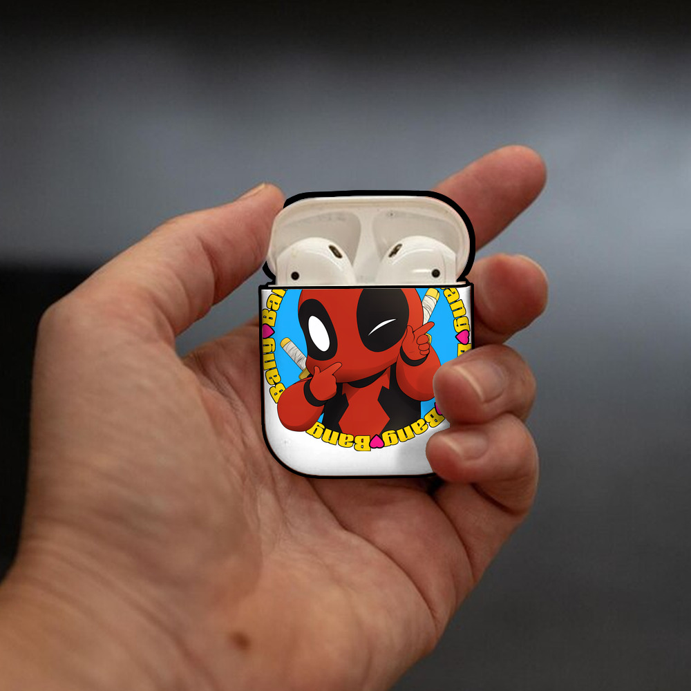 Deadpool デッドプール AirPods 第2世代保護ケース ハードシェル ブラック 耐衝撃・防指紋・カラビナ付き