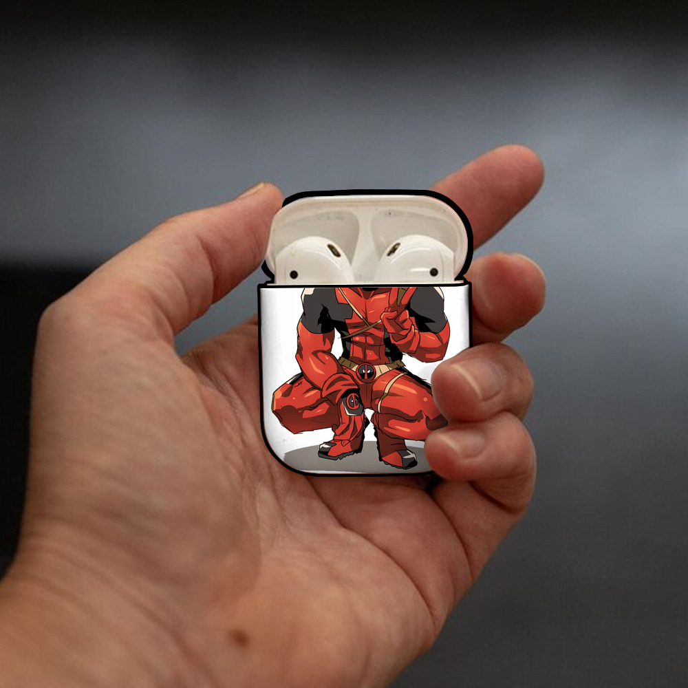 Deadpool デッドプール AirPods 第2世代保護ケース ハードシェル ブラック 耐衝撃・防指紋・カラビナ付き