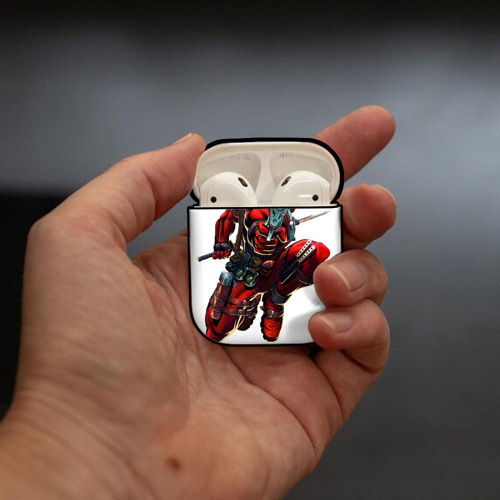 Deadpool デッドプール AirPods 第2世代保護ケース ハードシェル ブラック 耐衝撃・防指紋・カラビナ付き