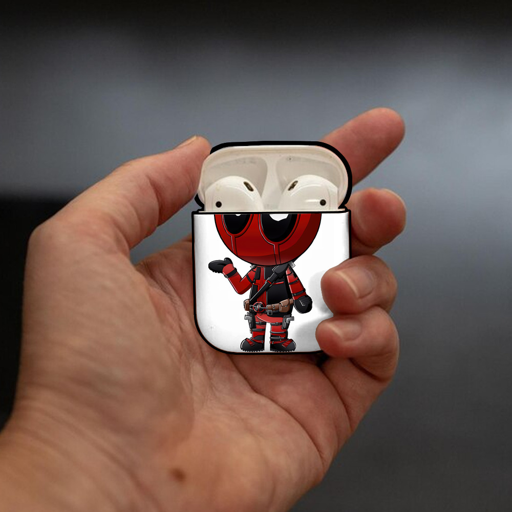 Deadpool デッドプール AirPods 第2世代保護ケース ハードシェル ブラック 耐衝撃・防指紋・カラビナ付き