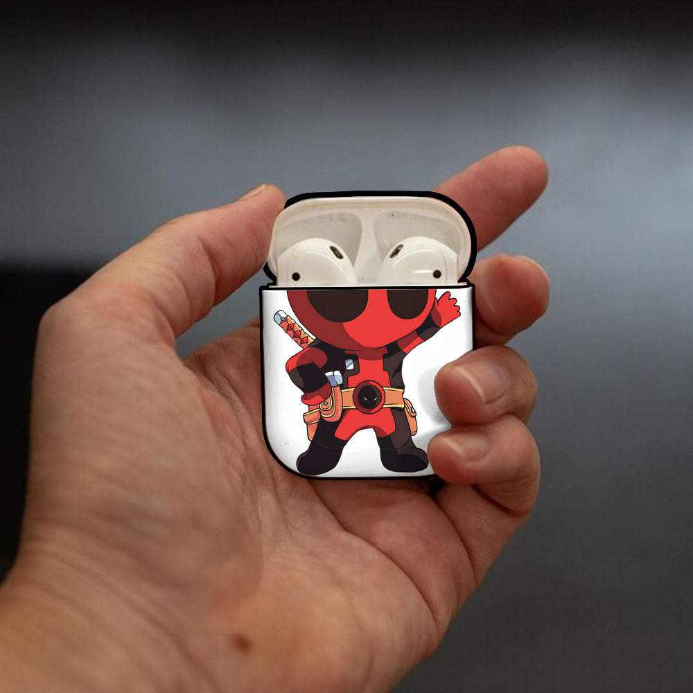 Deadpool デッドプール AirPods 第2世代保護ケース ハードシェル ブラック 耐衝撃・防指紋・カラビナ付き