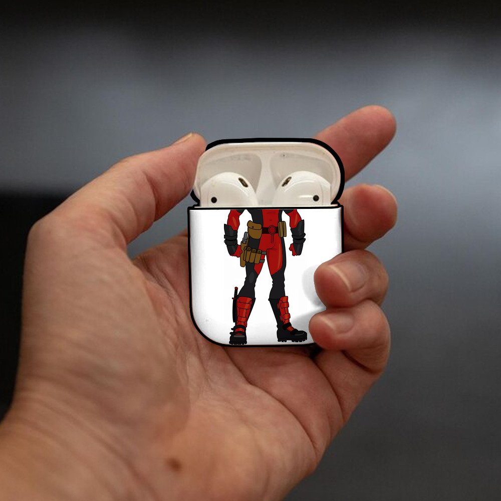 Deadpool デッドプール AirPods 第2世代保護ケース ハードシェル ブラック 耐衝撃・防指紋・カラビナ付き